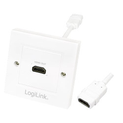 logilink hdmi adapter, wall socket, 1-port, white [ah0014]