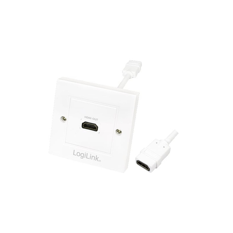 logilink hdmi adapter, wall socket, 1-port, white [ah0014]