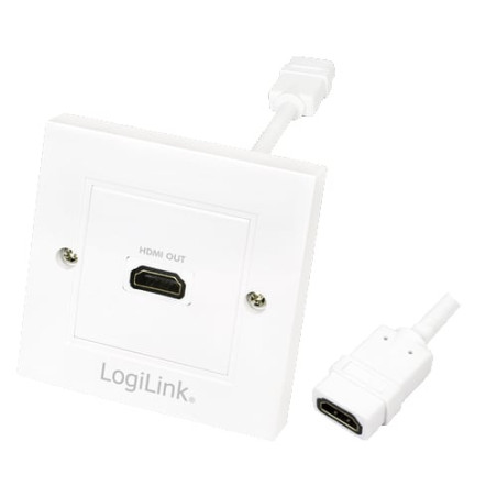 logilink hdmi adapter, wall socket, 1-port, white [ah0014]