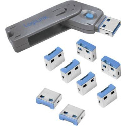 blocca porte usb logilink usb port lock, 1 key + 8 locks [au0045]