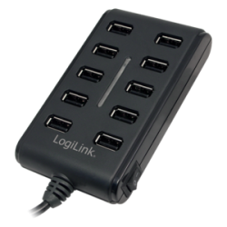 hub usb logilink ua0125 usb 2.0 10 slot on/off switch con alimentatore