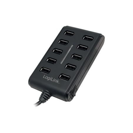hub usb logilink ua0125 usb 2.0 10 slot on/off switch con alimentatore