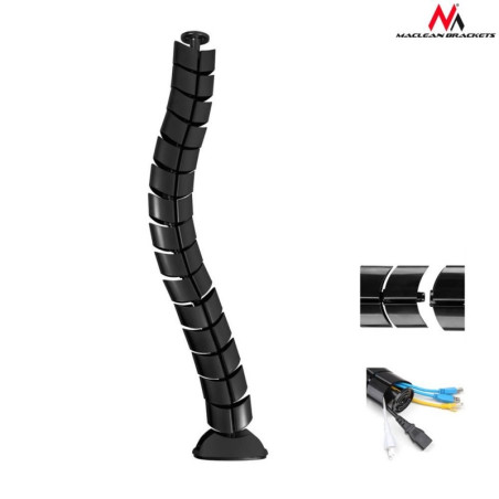 copricavi avvolgicavi a spirale maclean mc-768b nero [mc-768b]