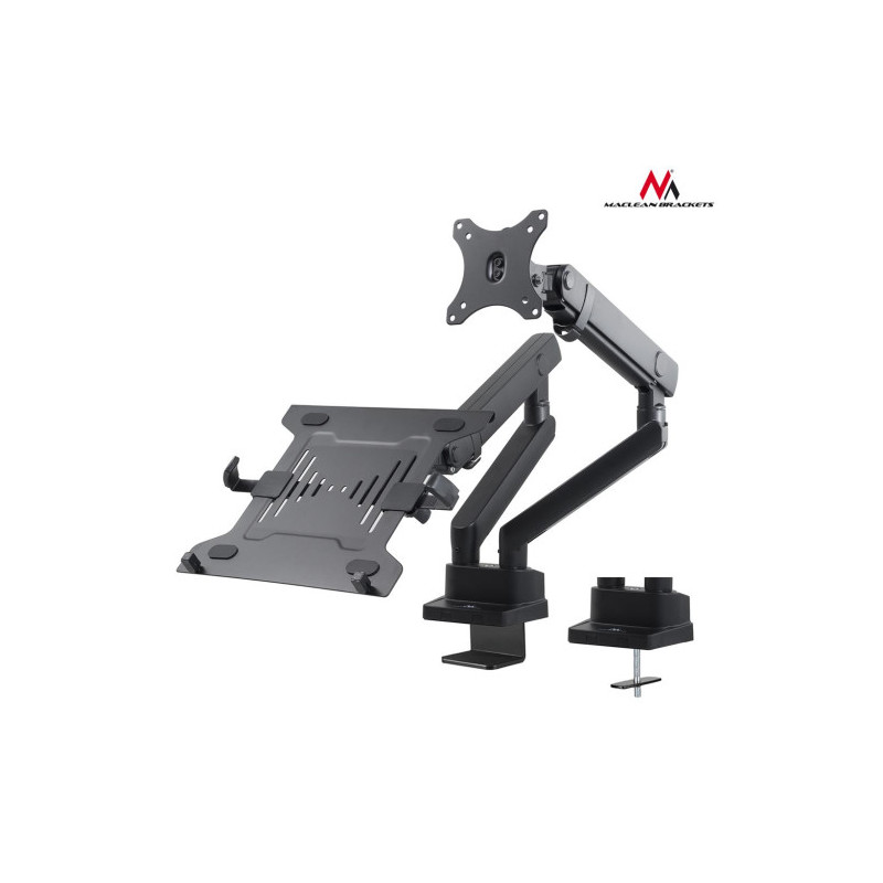 supporto per doppio monitor da tavolo e notebook maclean 17-32'',