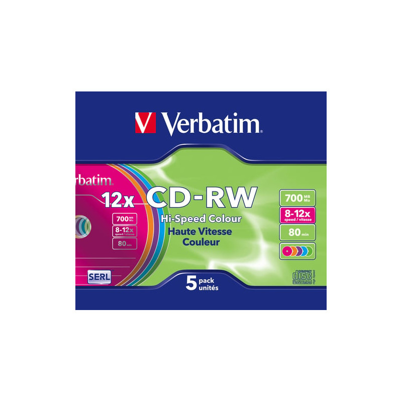 confezione cd-rw verbatim 12x700mb 5 pezzi [ecvrbcwd010]