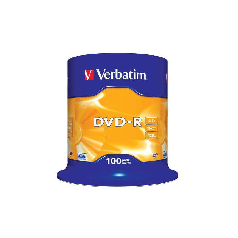 confezione dvd-r 16x4.7gb verbatim, 100 pezzi [ecvrbdmrl55]