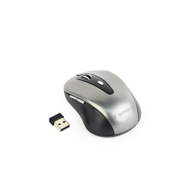 mouse ottico gembird senza fili, 1600 dpi, nano usb, nero grigio