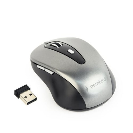 mouse ottico gembird senza fili, 1600 dpi, nano usb, nero grigio
