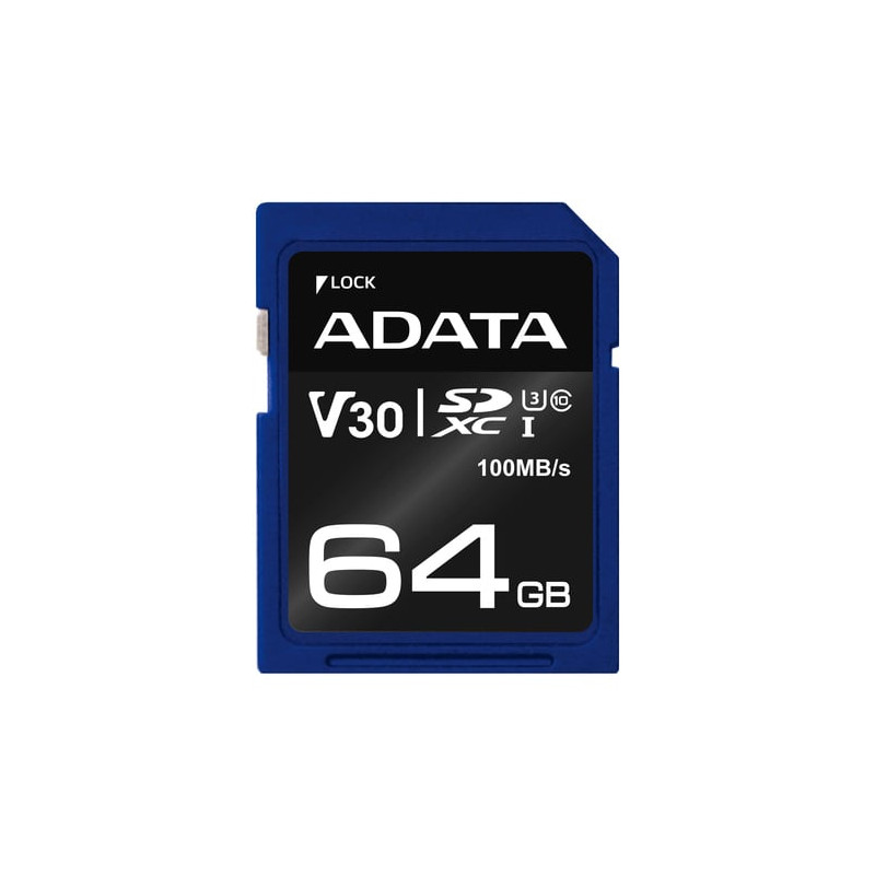 64gb scheda sdxc adata premier pro uhs-i u3 v30s cl10 [asdx64gui3v30s-r]