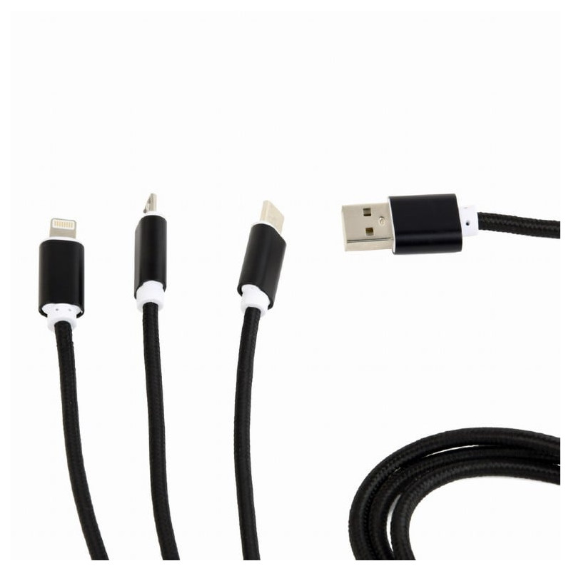 cavo di ricarica usb gembird 3-in-1/1m/nero [akgemku00000031]