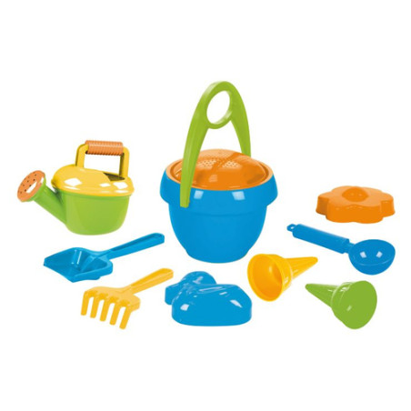 lena - set giochi da spiaggia, happy sand boys, blu 10 pezzi