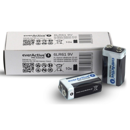 set di batterie a lcaline everactive 10pz [6lr61pro-10pak]