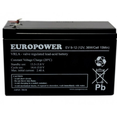 batteria gruppo di continuita' europower ev 12v 9ah [azeuruayev129ah]