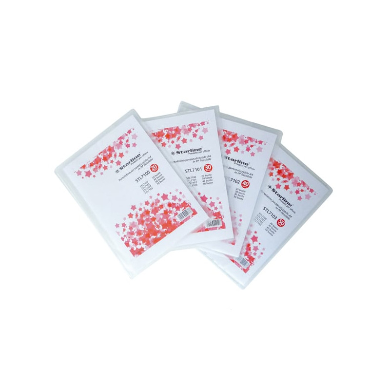 Portalistini a buste fisse starline personalizzabili 50 buste trasparenti