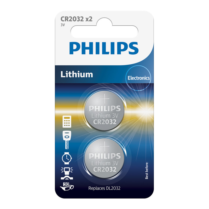 batterie philips lithium 3.0v coin 1 blister [azphiub23cr2032]