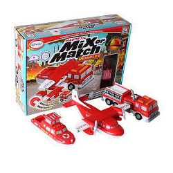 modellino malik - set di veicoli di soccorso magnetici rosso/grigio