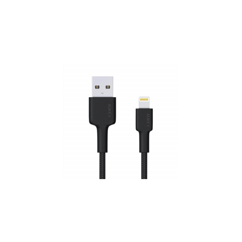 cavo lightning usb aukey cb-al05 ultrafast nylon nero [akaukkuacbal05b]
