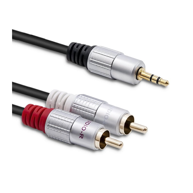 cavo qoltec 2xrca mini jack 3.5mm maschio 2m nero [akqolia00052341]