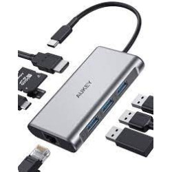 hub usb aukey cb-c91 usb-c 8in1 rj45 ethernet [aiaukacbc910000]
