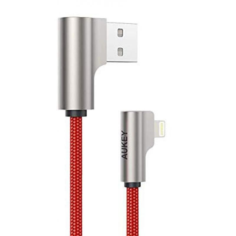 cavo usb aukey lightning mfi apple 2m rosso [cb-al01 red]
