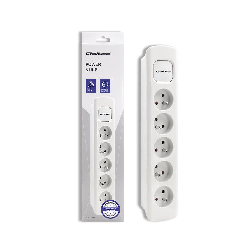 multipresa qoltec 5 scomparti/1.8m/bianco