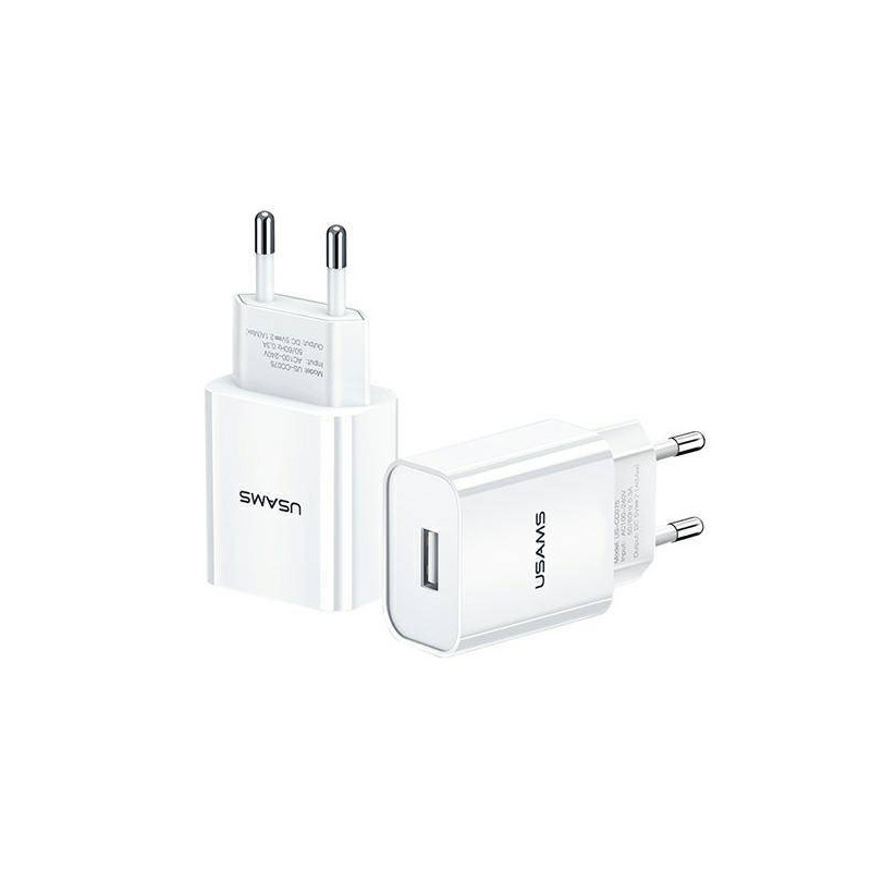 alimentatore da rete t18 usams 1xusb 2.1a solo testa bianco [azusatlusa00857]