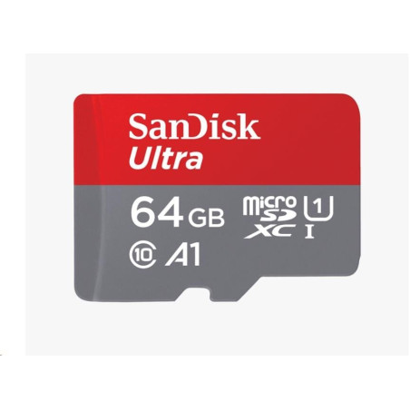 64gb scheda microsdxc sandisk ultra 140mb/s a1 + adattatore sd grigio/rosso