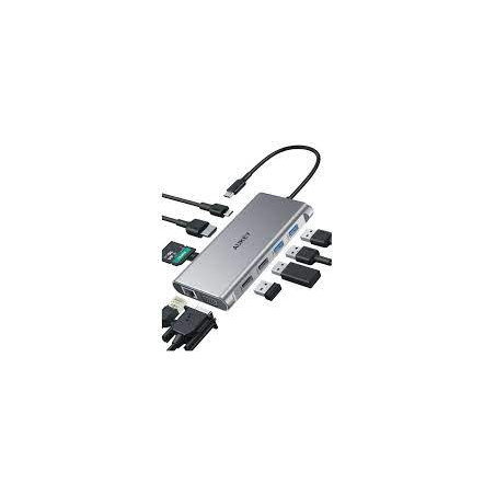 hub usb aukey cb-c89 10in1 2x3.1/2x2.0/tipo-c/hdmi/rj45/sd/microsd