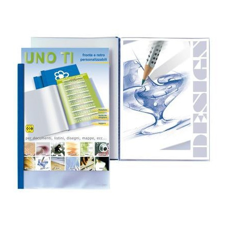 Portalistini a buste fisse sei rota uno ti 22x30 200 buste (a4) blu