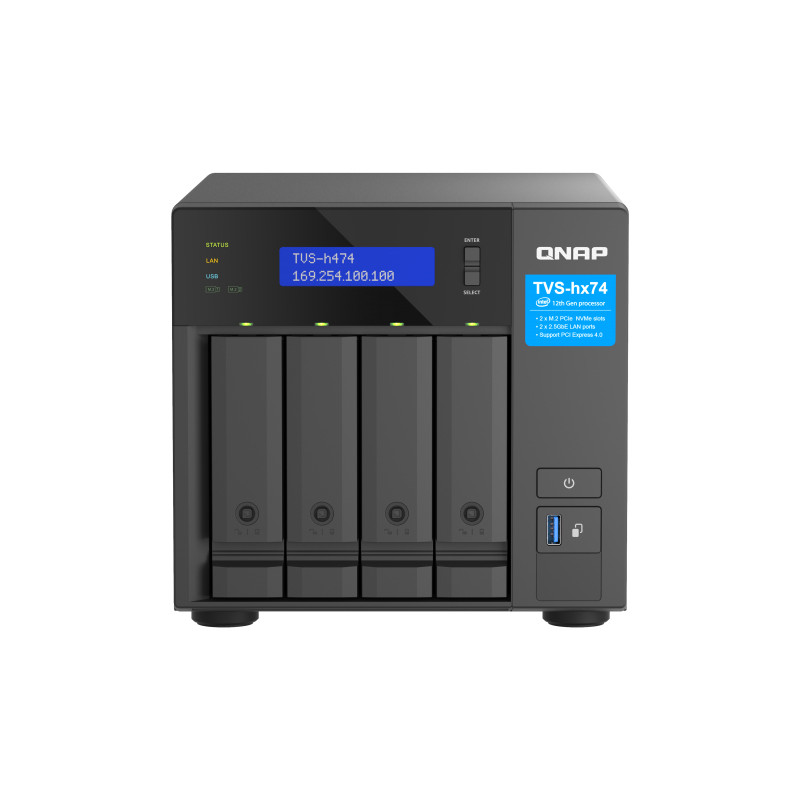 nas qnap tvs-h474 4-bay nero [tvs-h474-pt-8g]