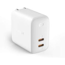 alimentatore da rete aukey pa-b4 2 porte tipo-c 65w bianco
