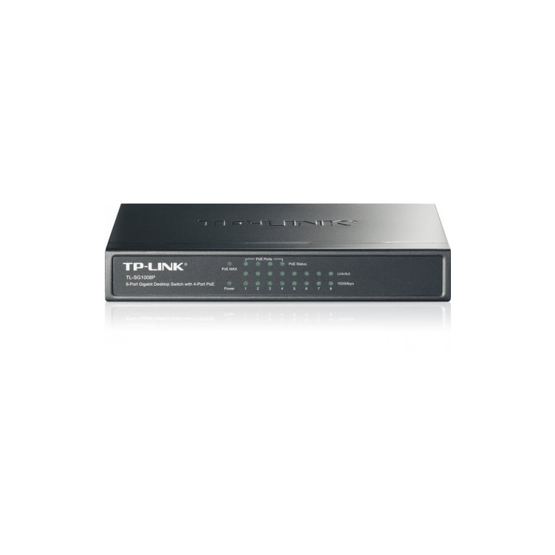 Switch tp-link 8 porte 1 gb/s funzione poe grigio [tl-sg1008p]