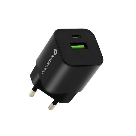alimentatore da rete everactive usb-c qc3.0 30w nero [azeacls00000010]