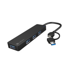 hub usb natec mayfly 3.0 4 porte con adattore usb-a nero [nunatus4p000018]