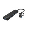 hub usb natec mayfly 3.0 4 porte con adattore usb-a nero [nunatus4p000018]