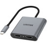 adattatore usb unitek usb-c to 2x hdmi 4k 60hz grigio [v1404b]