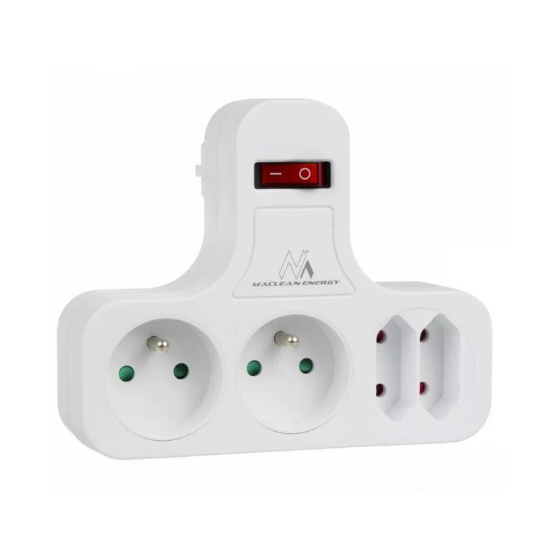 presa di corrente maclean mce224 a 4 vie con interruttore tipo-e