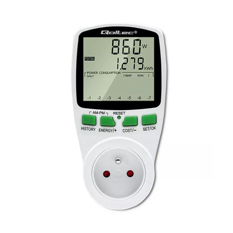 misuratore di potenza pm0627 3680w/16a lcd bianco [quqolme00050627]