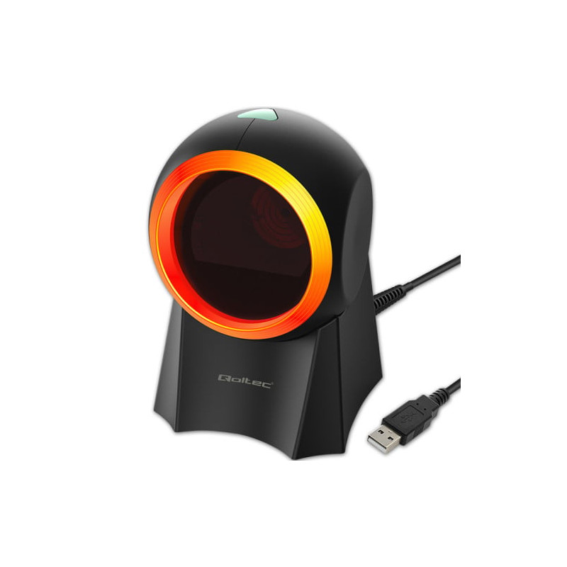 lettore di codici a barre qoltec da tavolo cablato 1d/2d nero/arancione