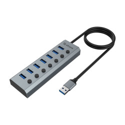 hub usb akasa connect 7 ips 7 porte con switch 5 v/2a argento