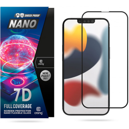 vetro proteggischermo crong 7d nano flexbile glass per iphone 14/13/13