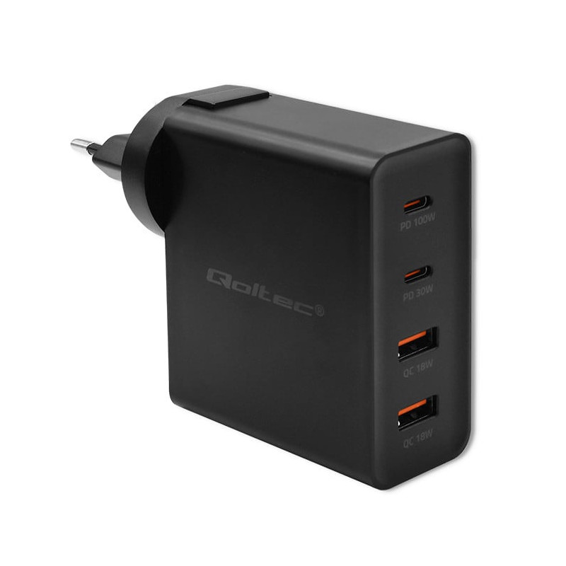 alimentatore da rete qoltec gan power pro 2xusb-c 2xusb/130 w/5-20