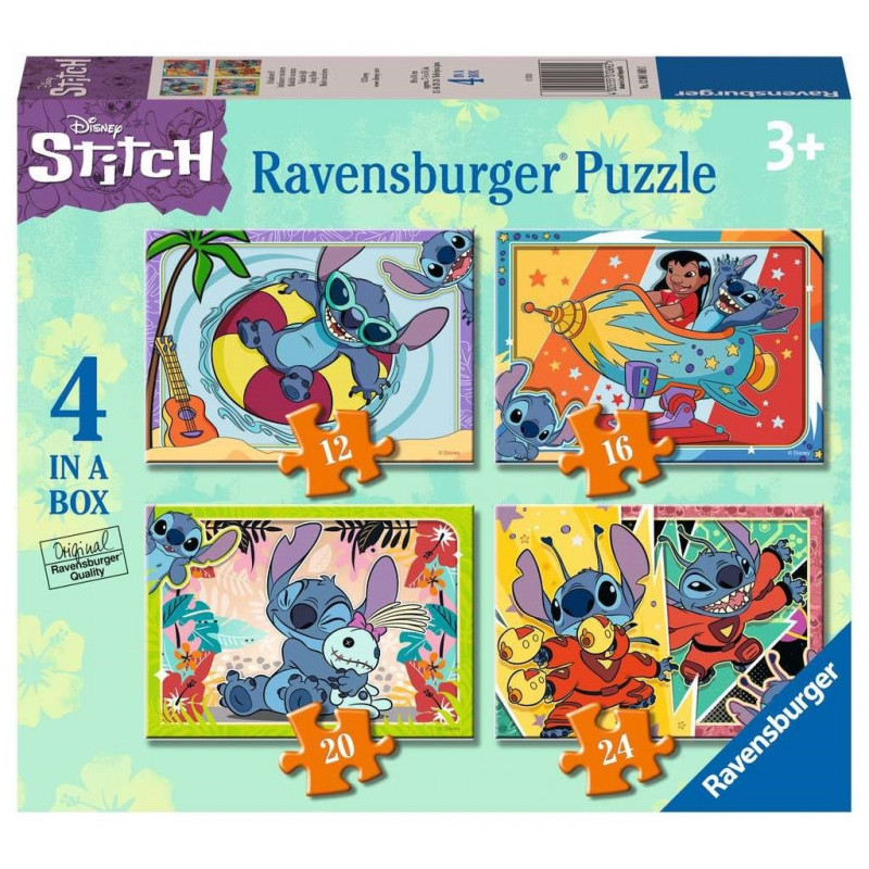 puzzle ravensburge disney stitch per bambini 2d 4in1 12+16+20+24pz