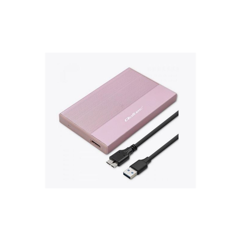 custodia per ssd e hdd qoltec 2t 2.5" sata usb 3.0 rosa [aiqolk000052279]