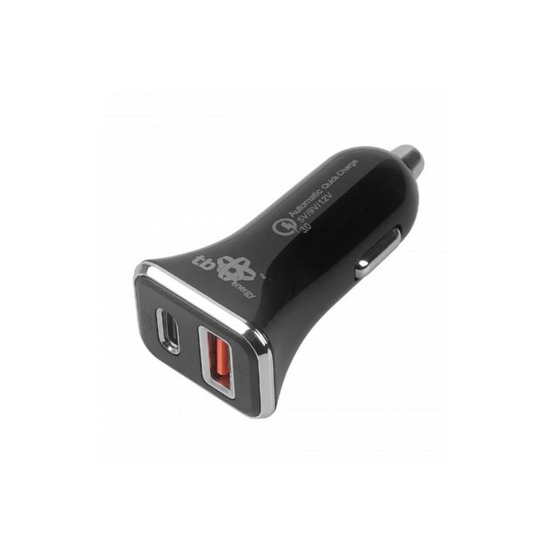 caricabatteria da auto tb usb-a/c ricarica rapida nero [astbxlu2usbacqc]