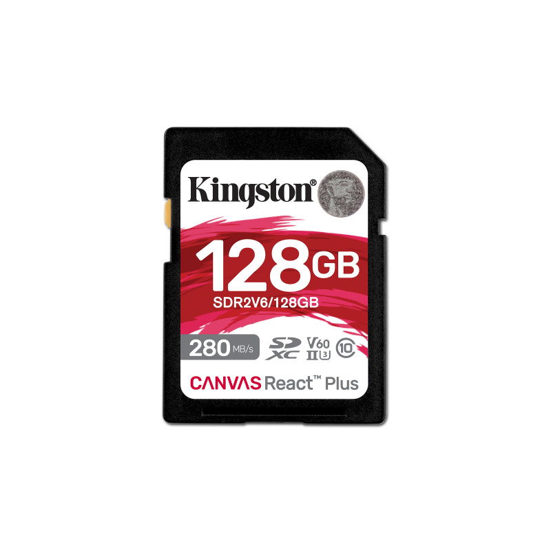 128gb scheda di memoria kingston canvas react plus nero [sfkinsdg128r2v6]