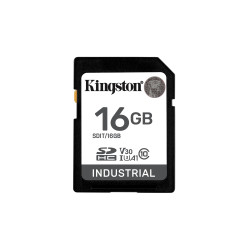 16gb scheda sd kingston industrial c10 uhs-i u3 v30 a1 nero [sfkinsdg16sdit1]