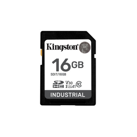 16gb scheda sd kingston industrial c10 uhs-i u3 v30 a1 nero [sfkinsdg16sdit1]