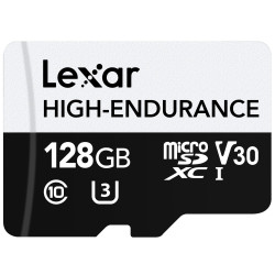 128 gb scheda microsd lexar high-endurance microsdhc v30 u3 nero