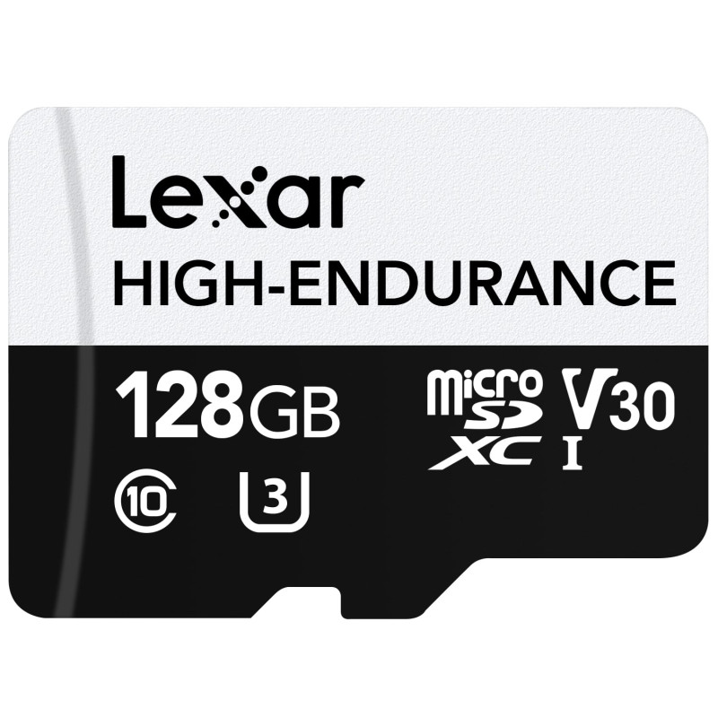128 gb scheda microsd lexar high-endurance microsdhc v30 u3 nero